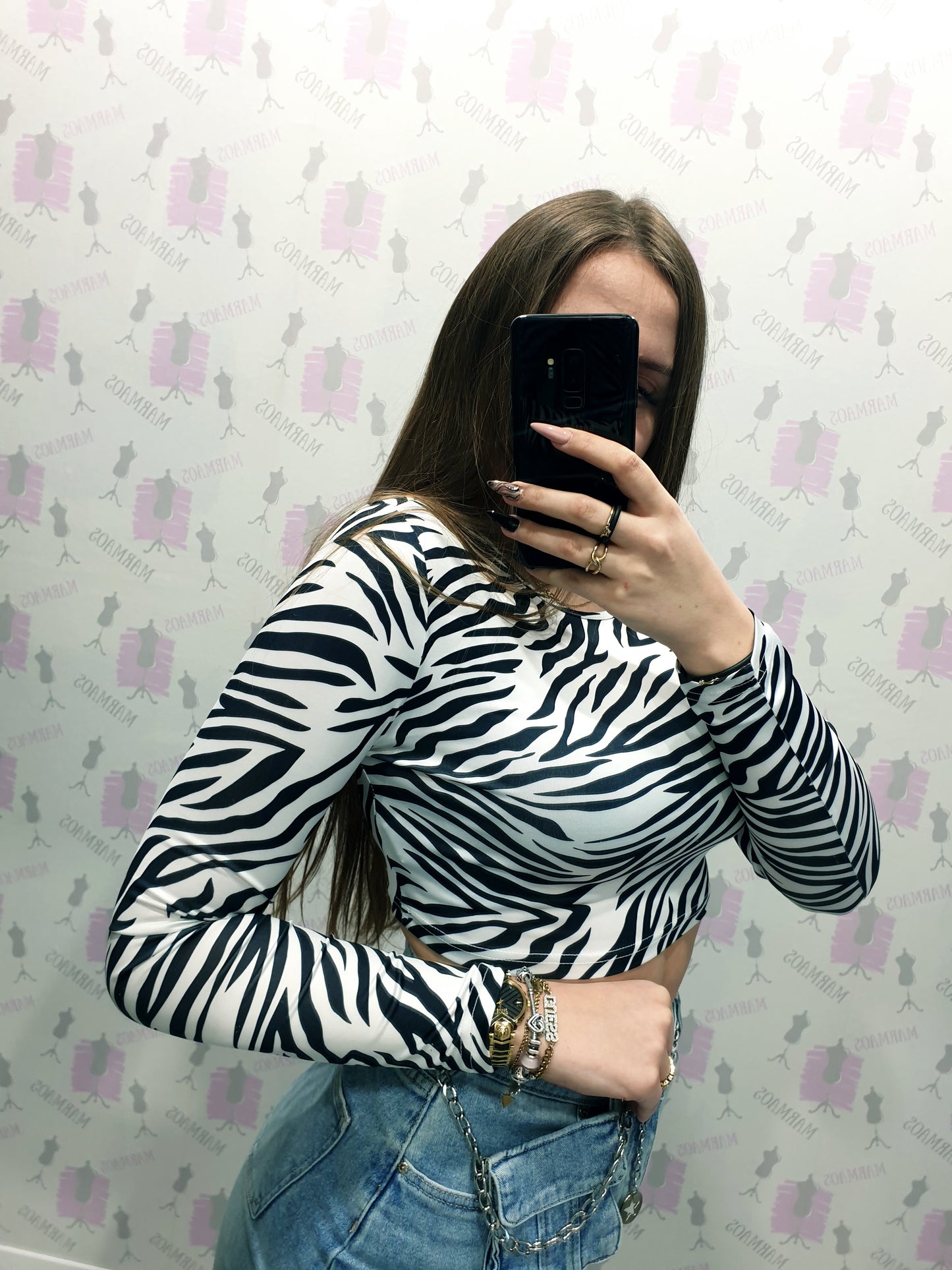 Zebrovaný crop top M