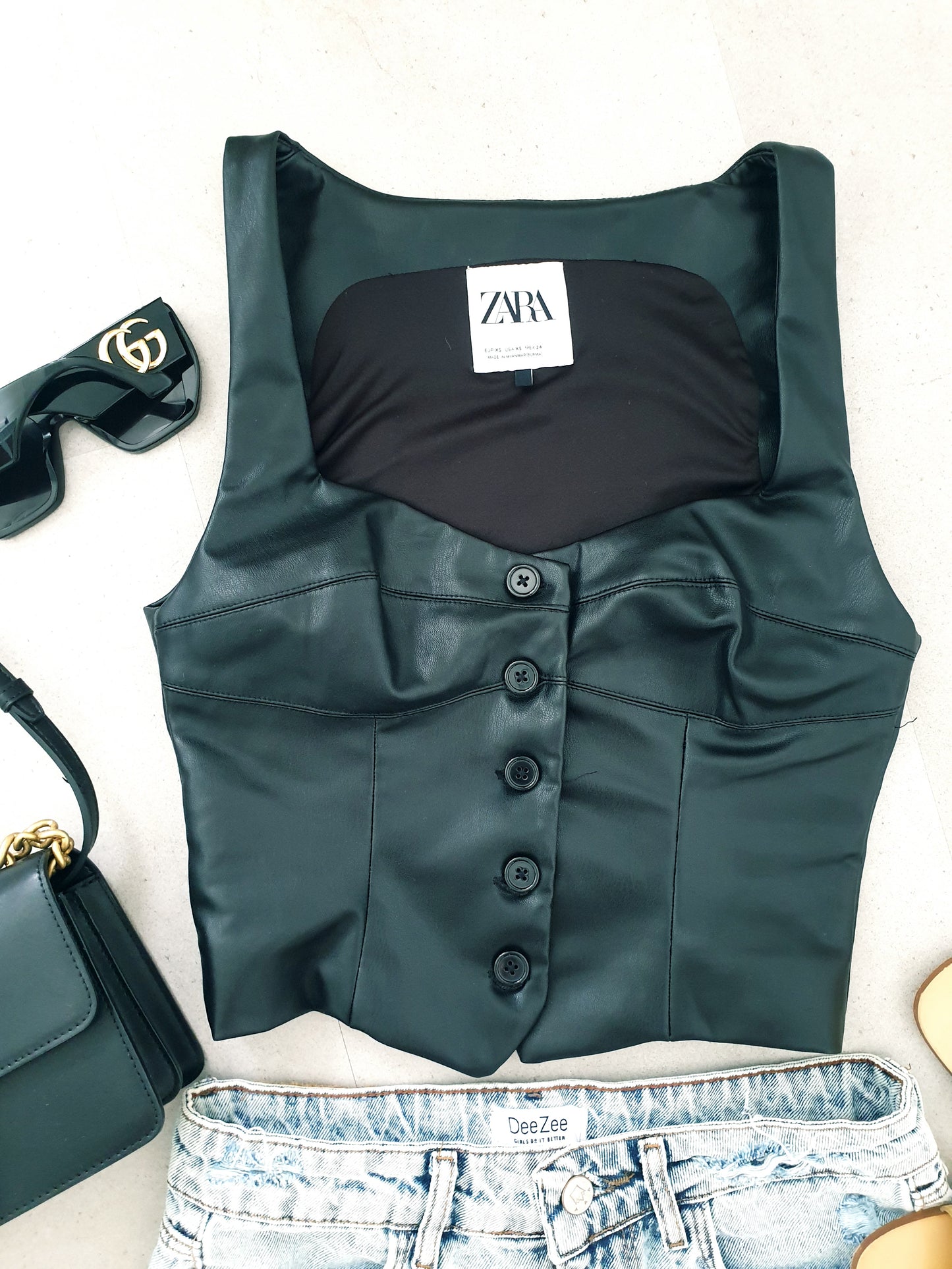 ZARA koženkový top XS