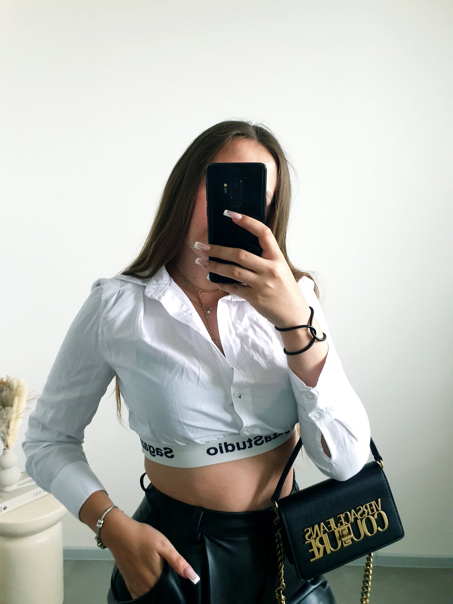 Crop biela košeľa S
