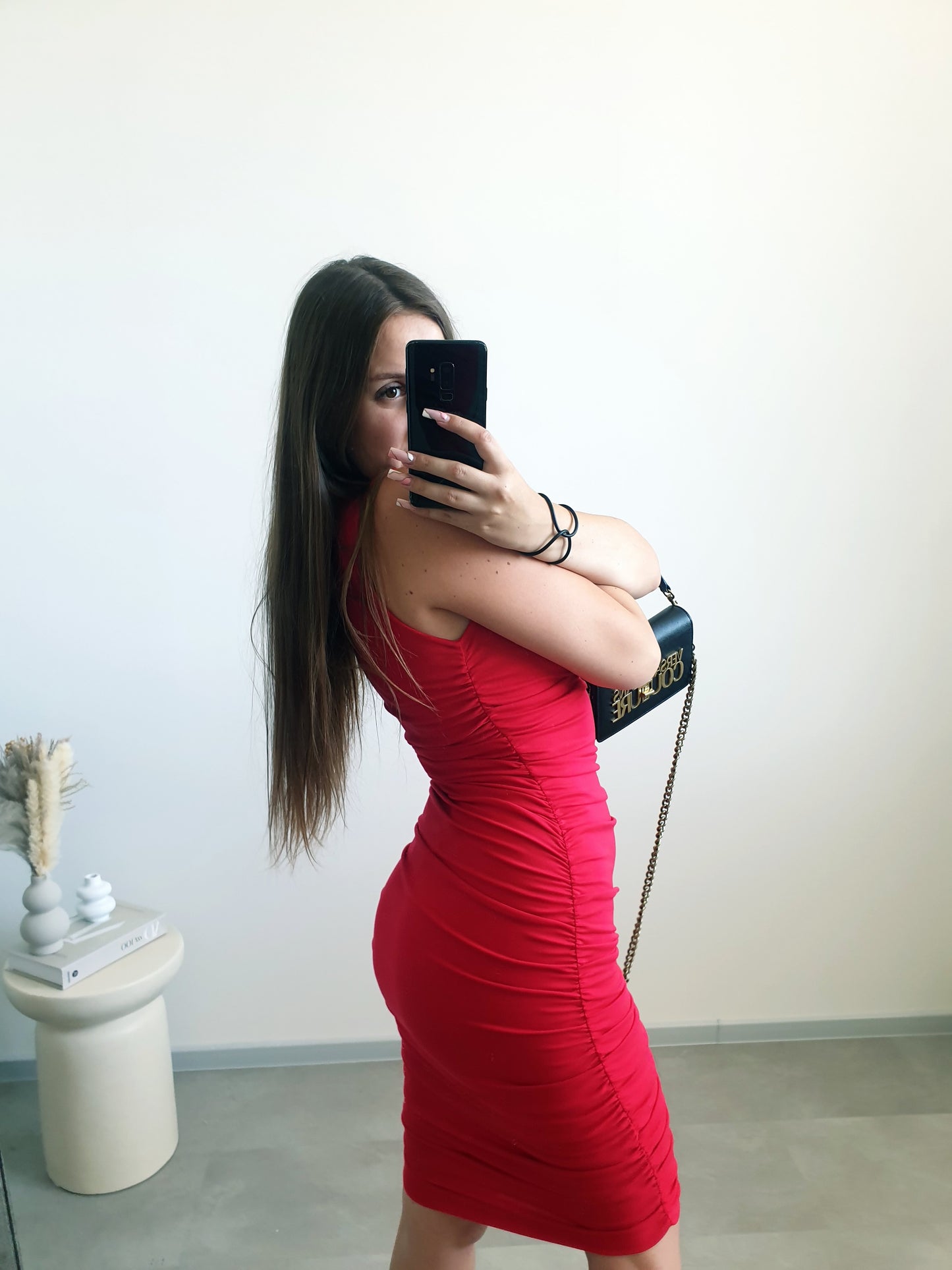 Červené midi šaty S/M