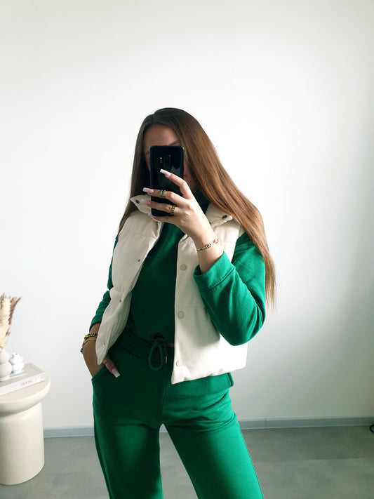 Skrátená koženková vesta XS