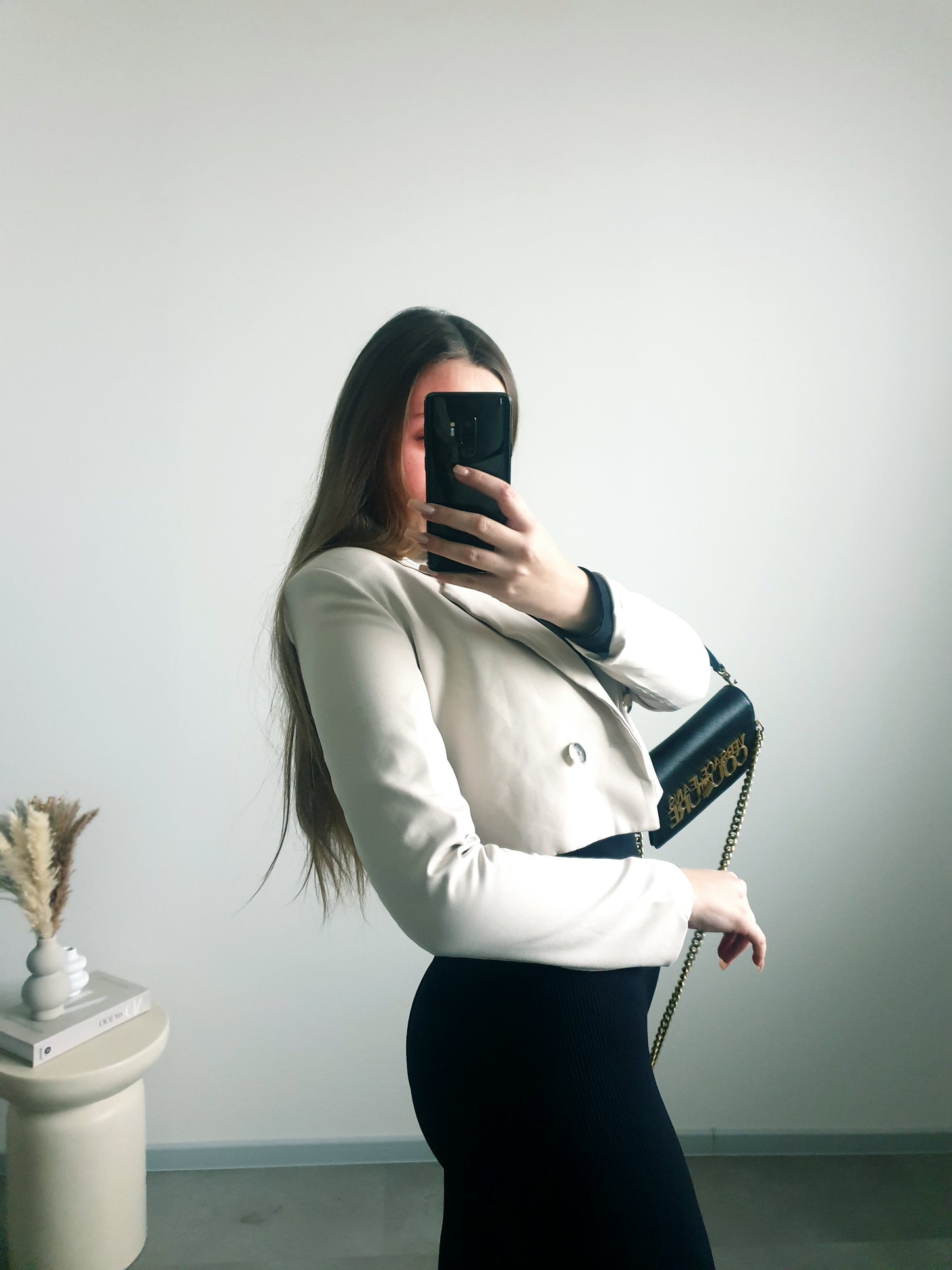 Béžové crop sako S/M