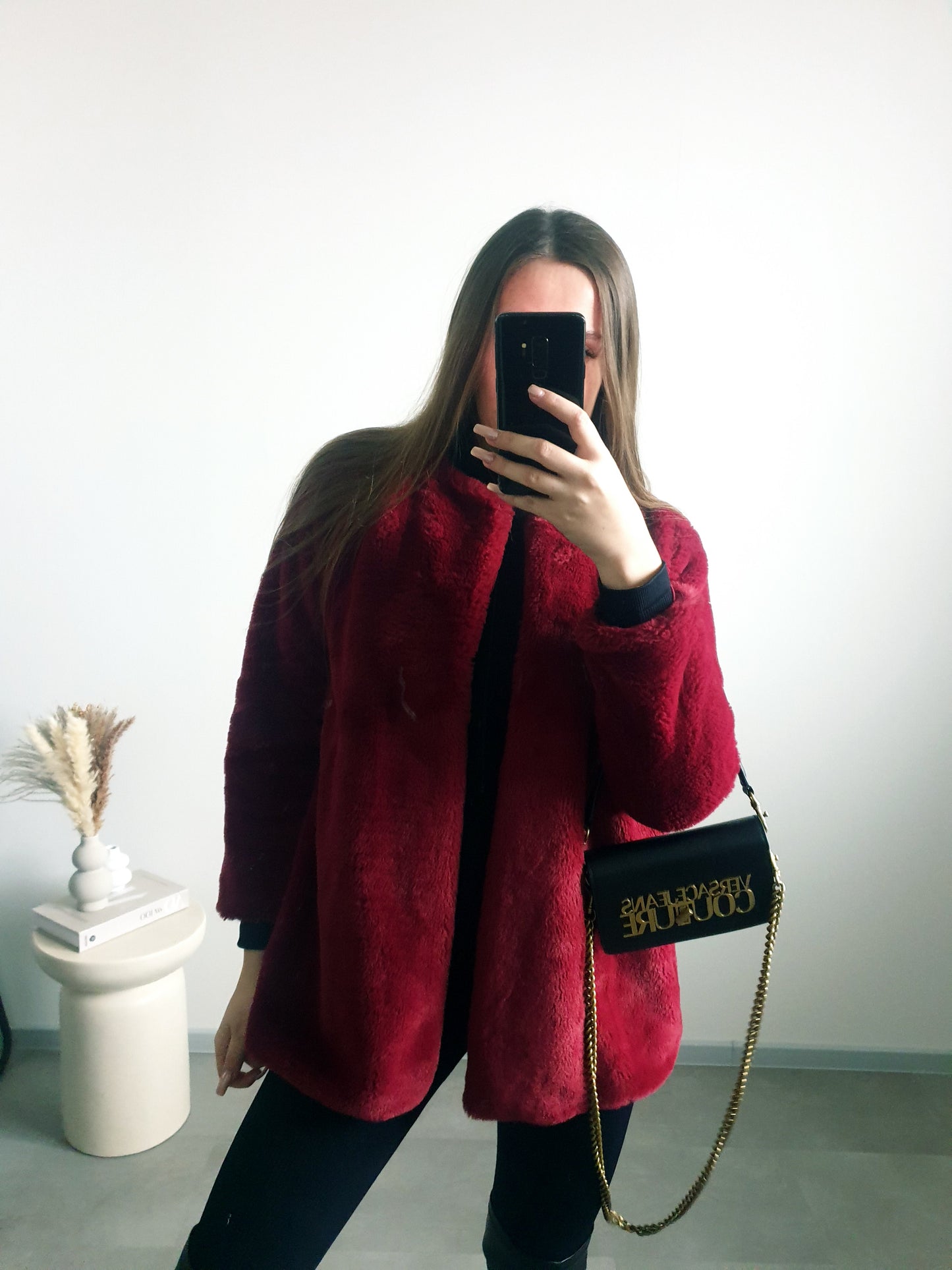 Bordový kožúšok M