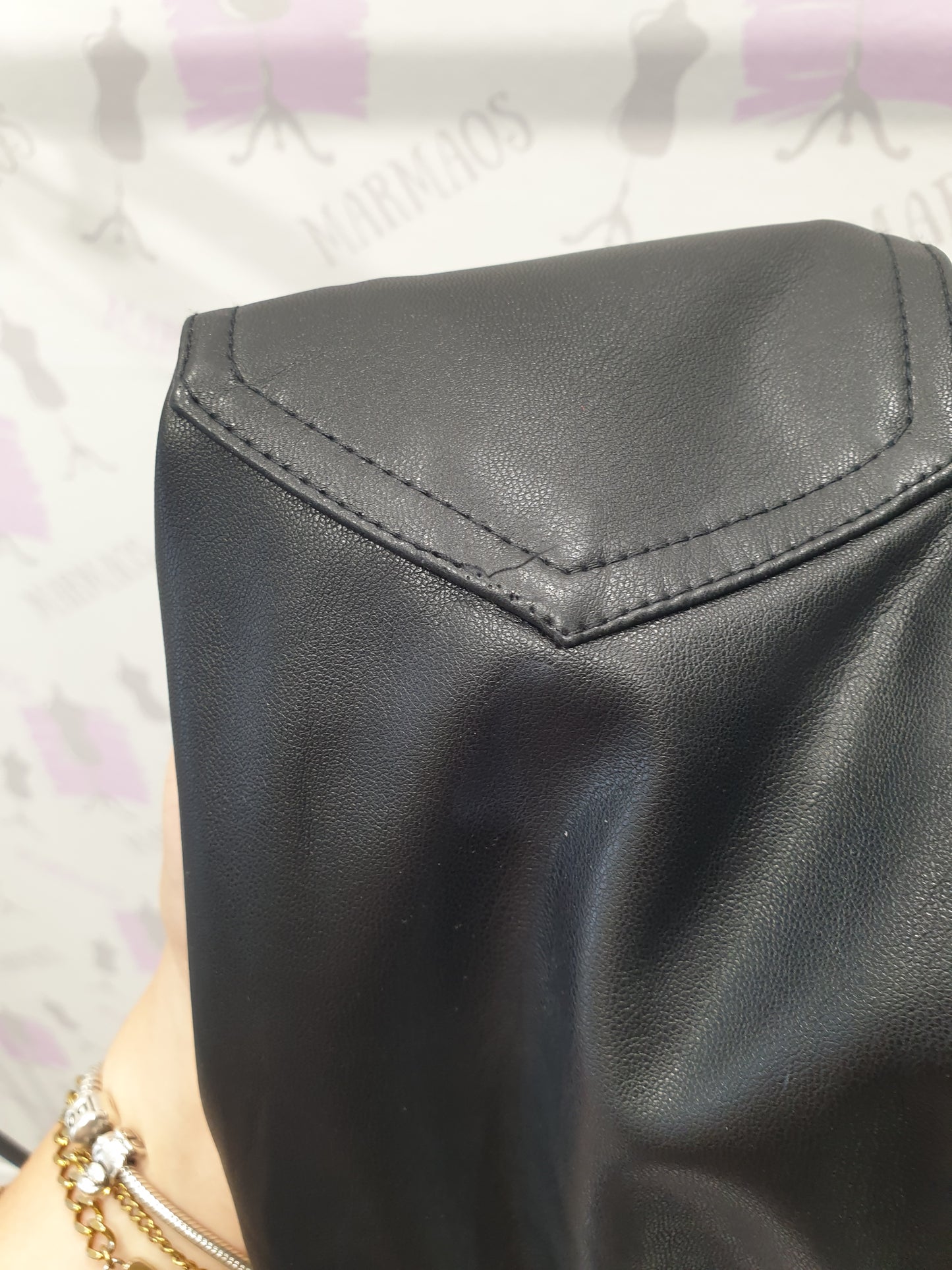 Čierne koženkové nohavice XS