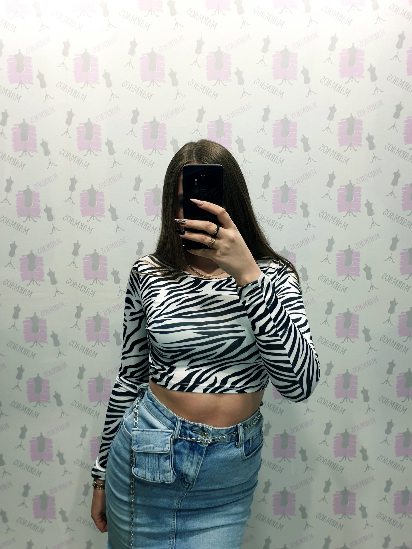 Zebrovaný crop top M