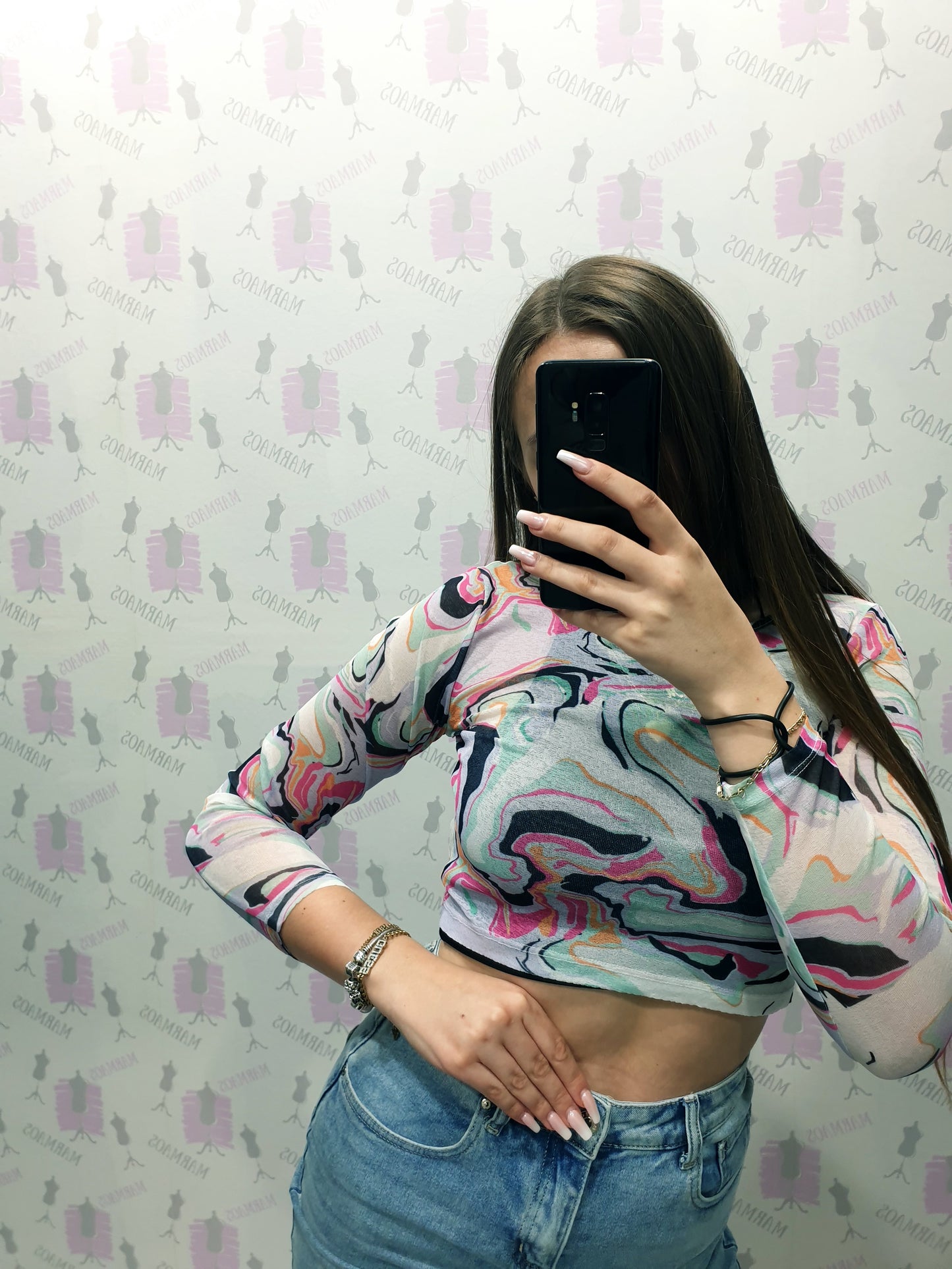 Priesvitný crop top S