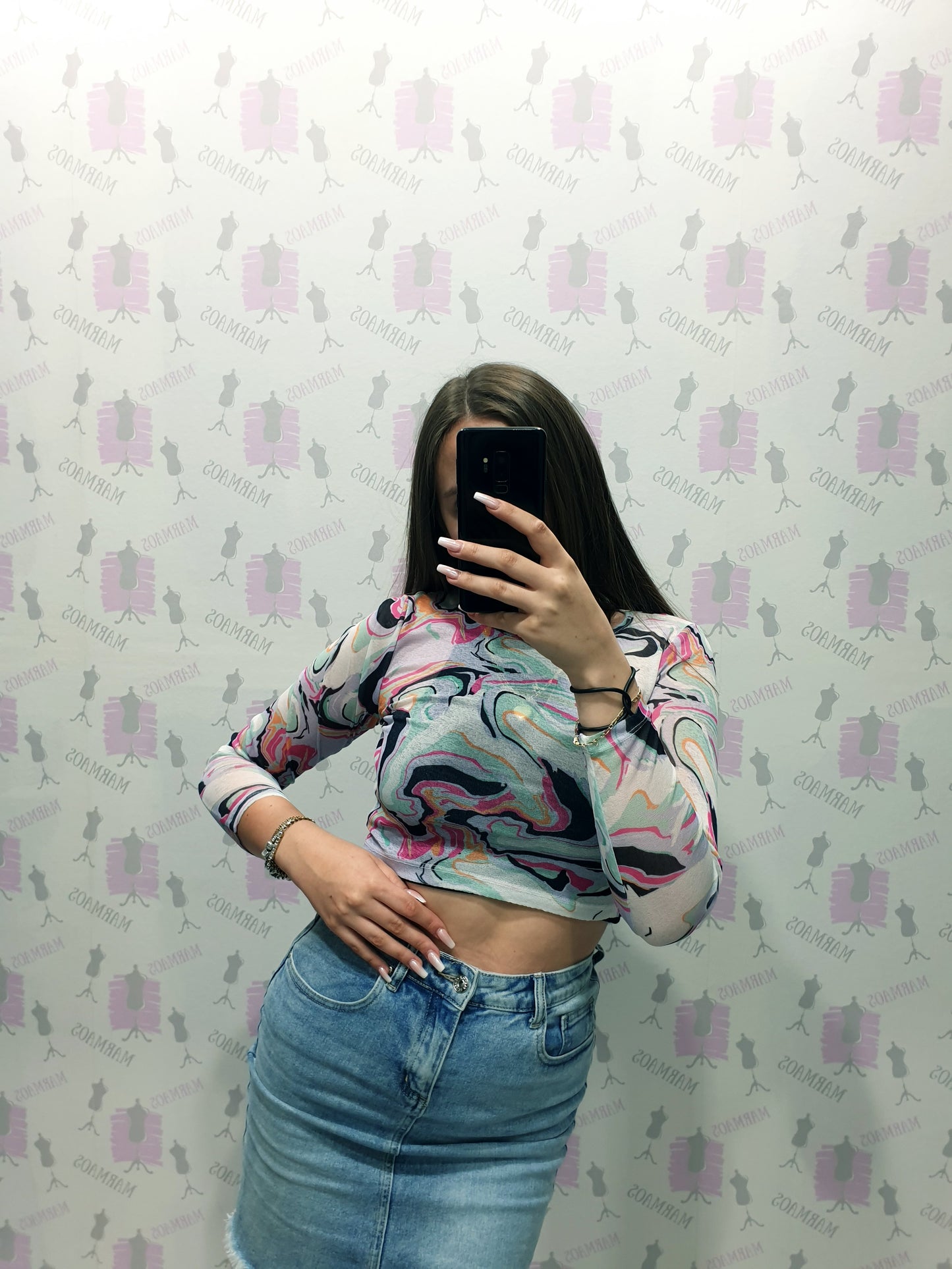 Priesvitný crop top S