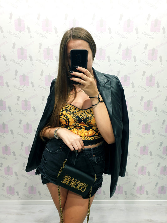 Vzorovaný crop top S/M