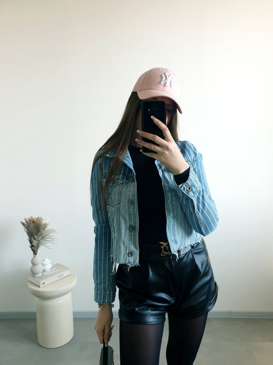 Crop rifľová bunda XS