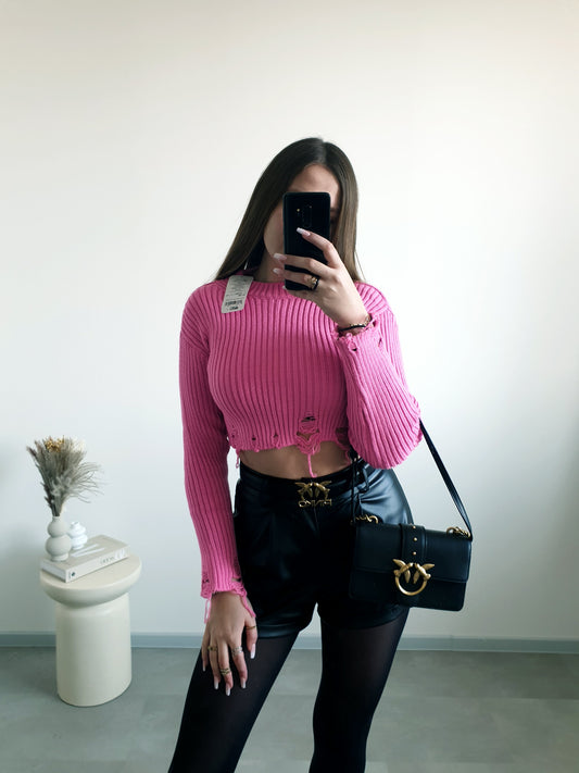 Štýlový crop svetrík S/M