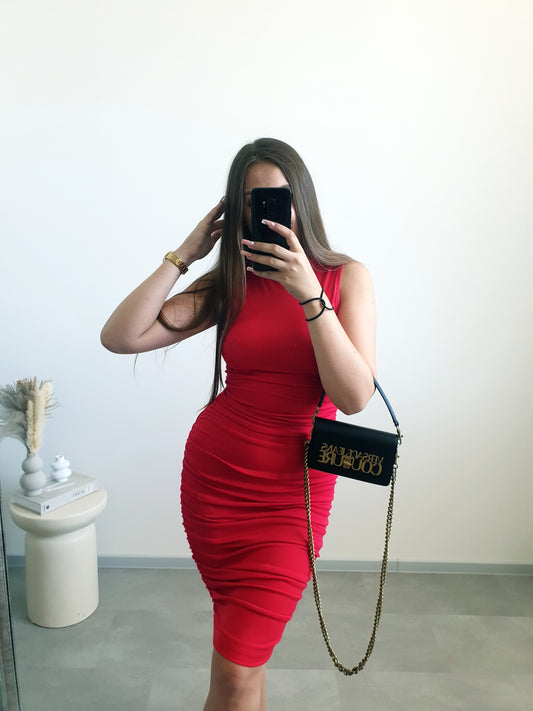Červené midi šaty S/M
