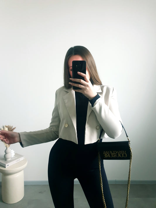 Béžové crop sako S/M