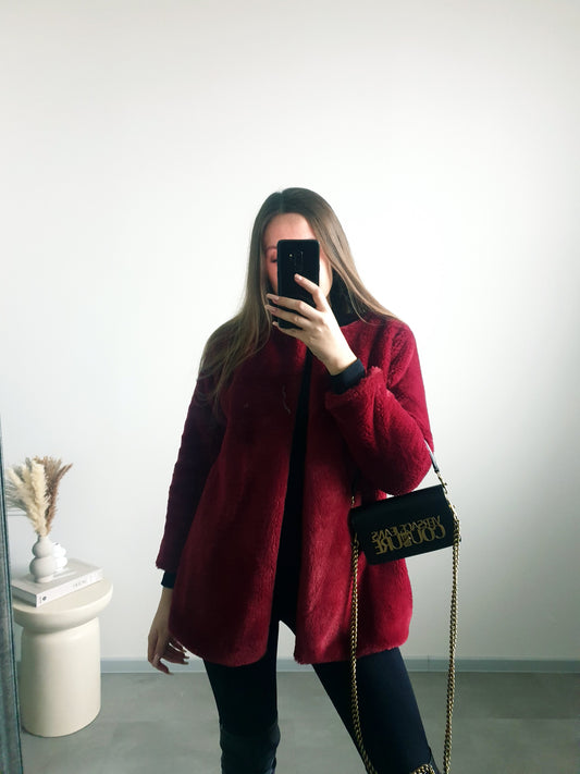 Bordový kožúšok M