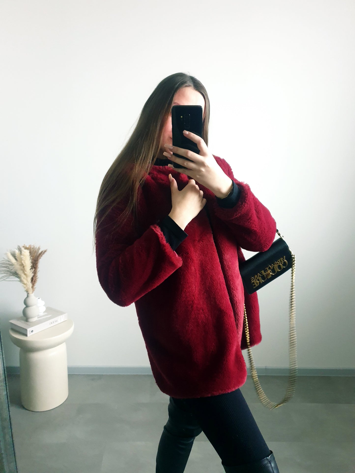 Bordový kožúšok M