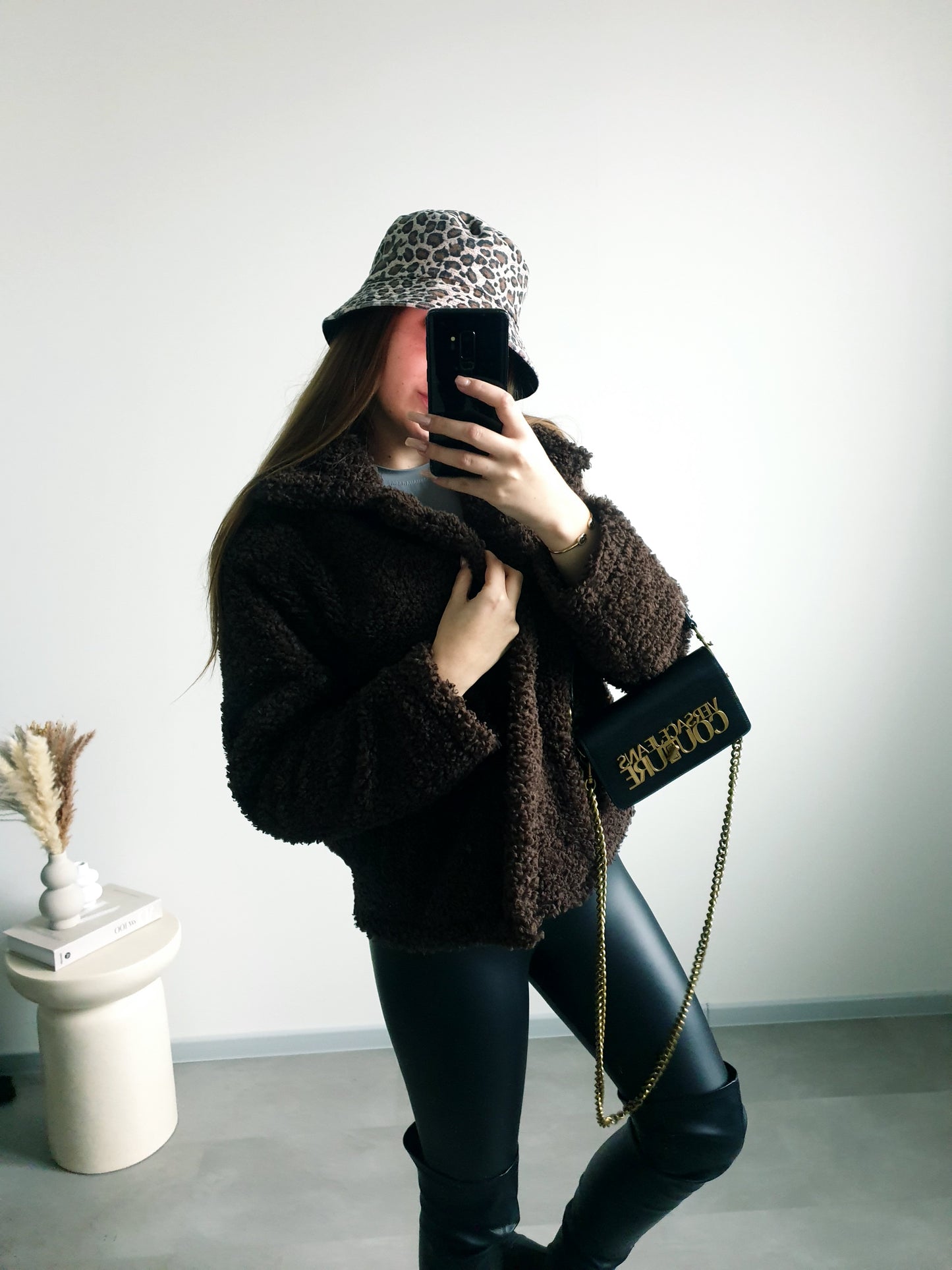 Hnedý teddy kabátik L