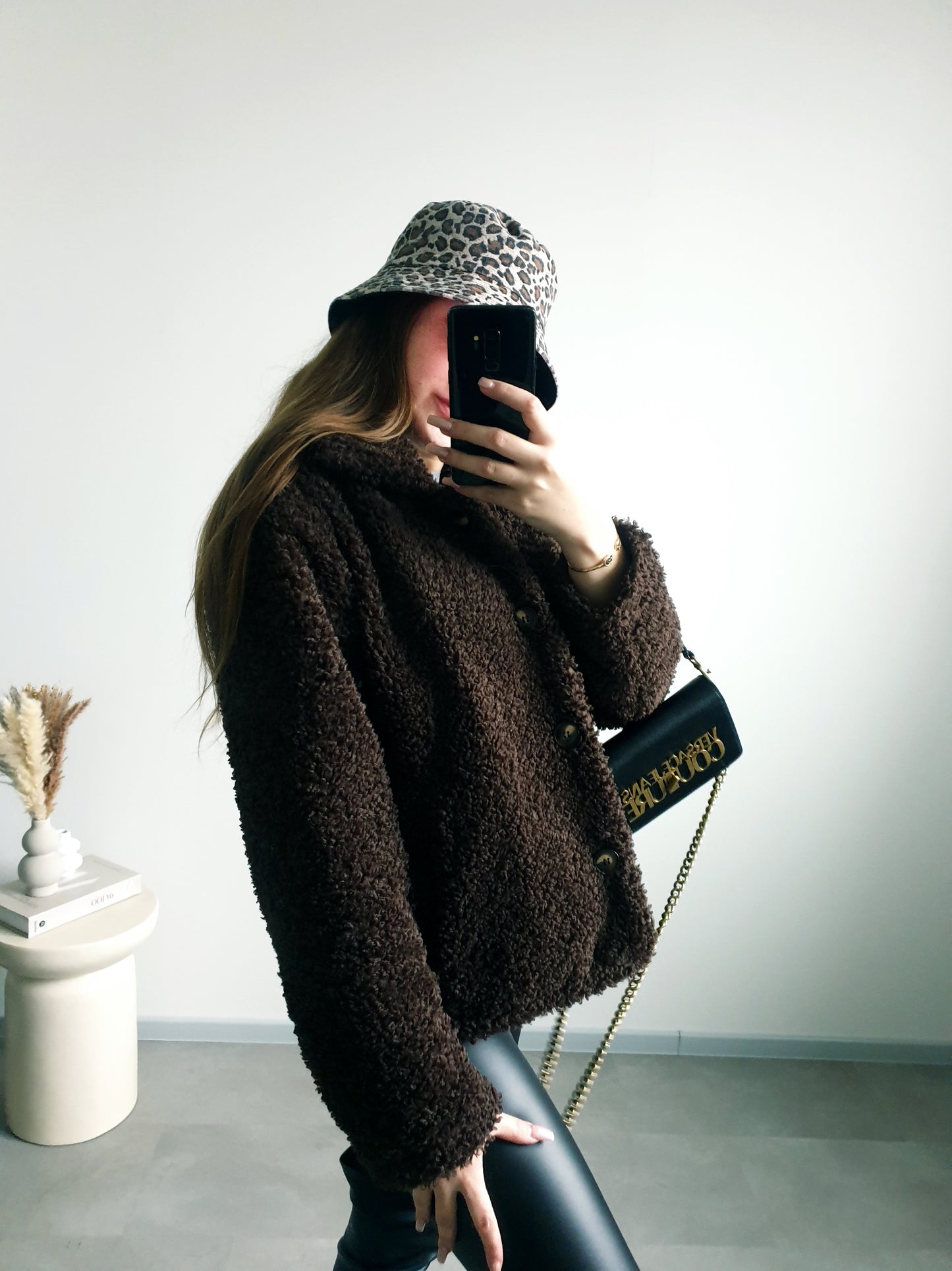 Hnedý teddy kabátik L