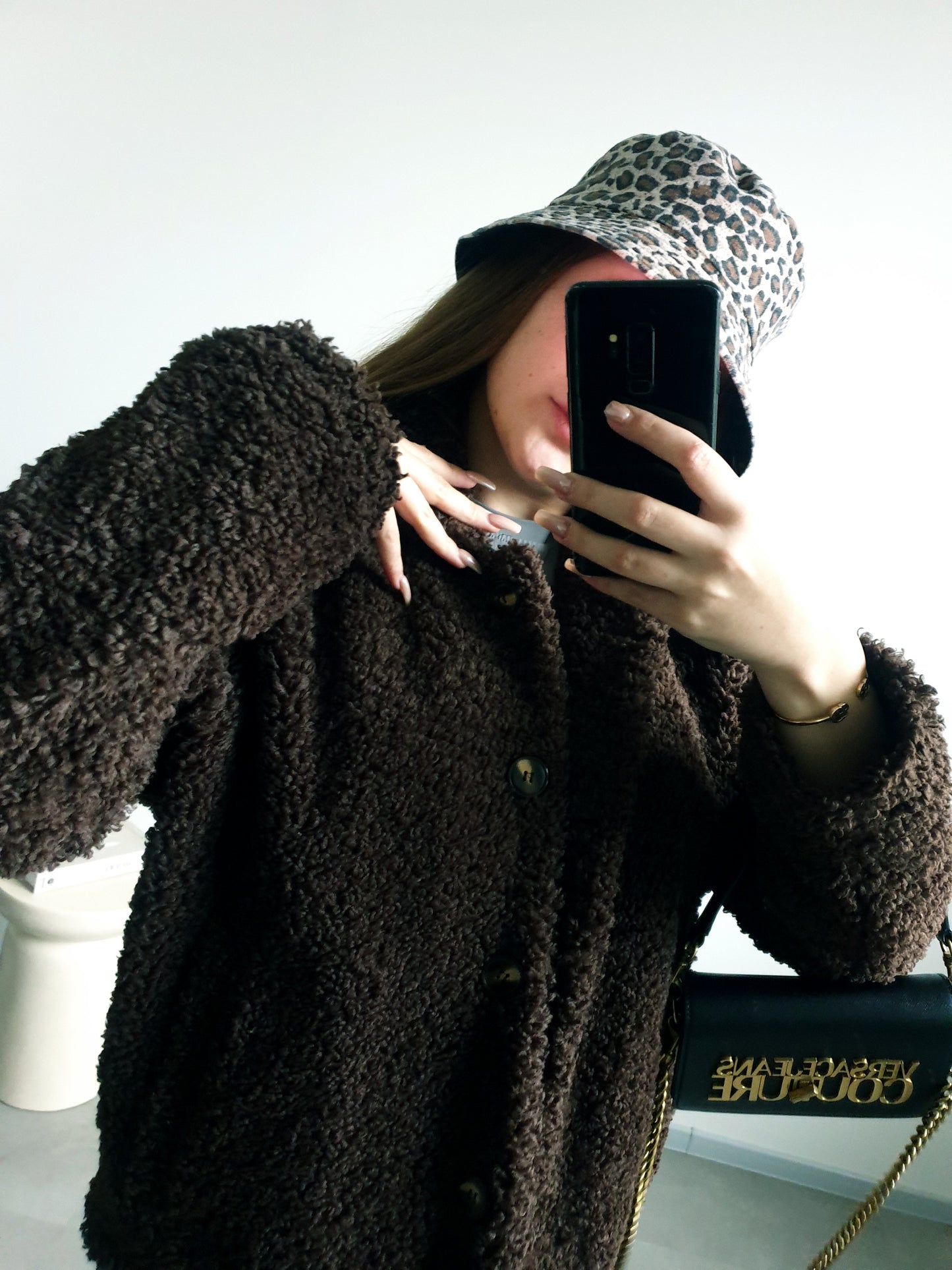 Hnedý teddy kabátik L