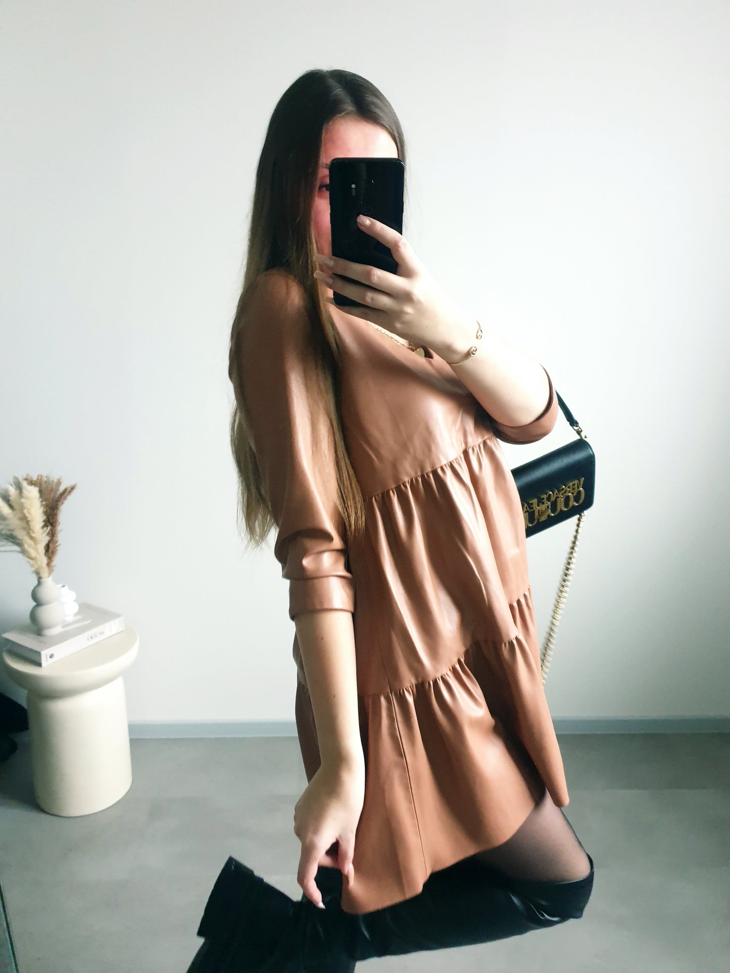 ZARA koženkové šaty S