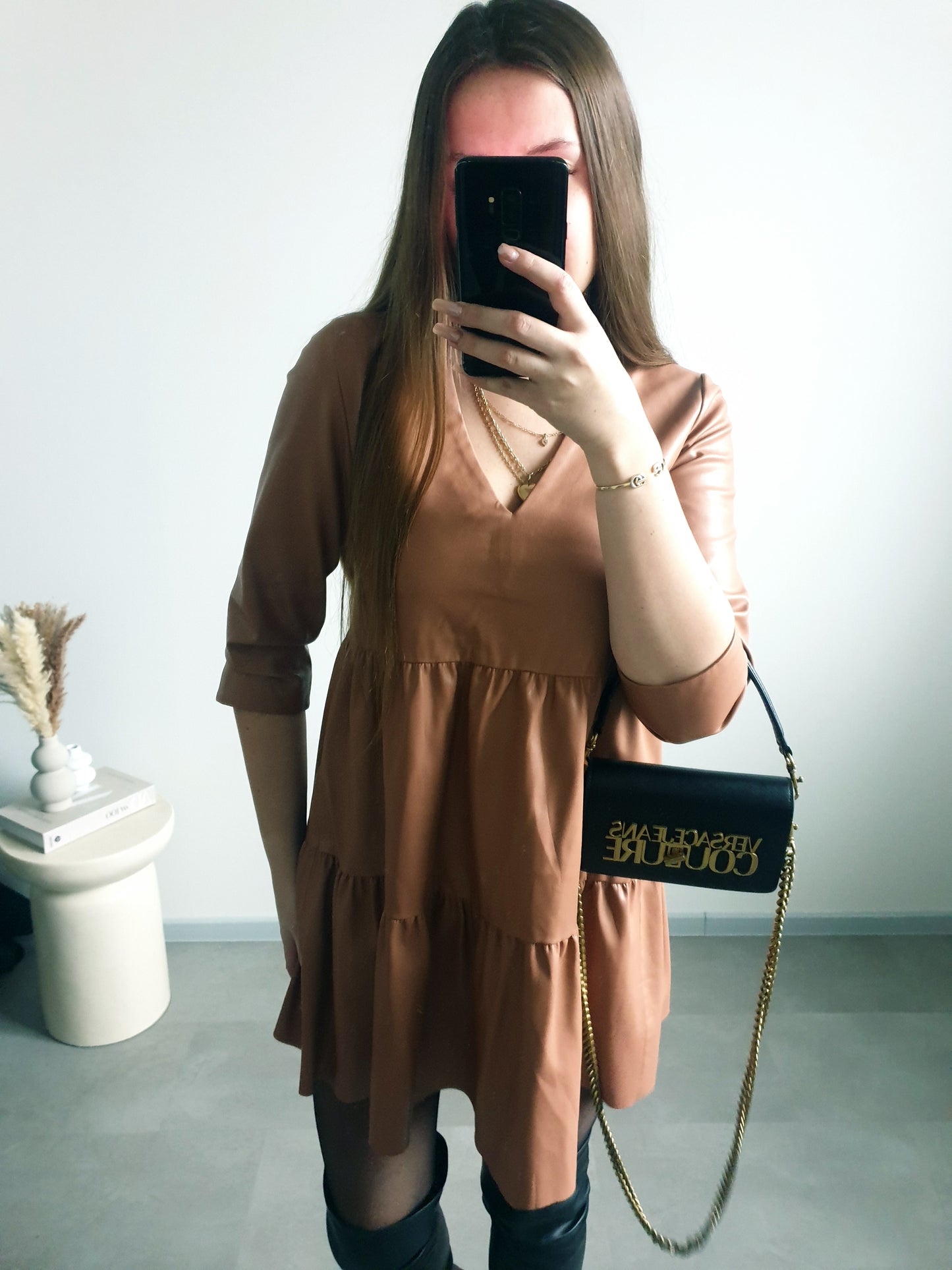 ZARA koženkové šaty S