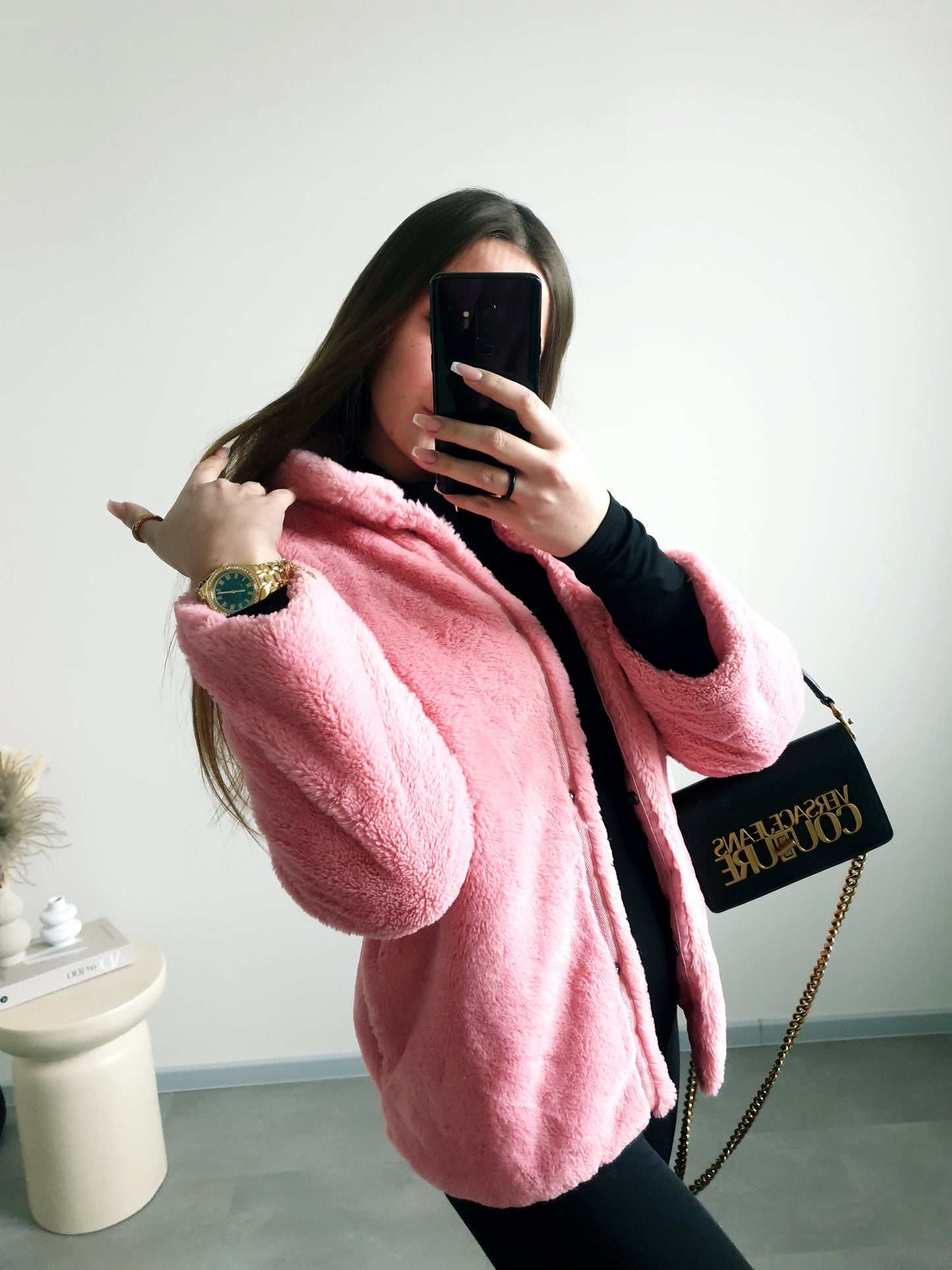 Ružový kožúšok XS